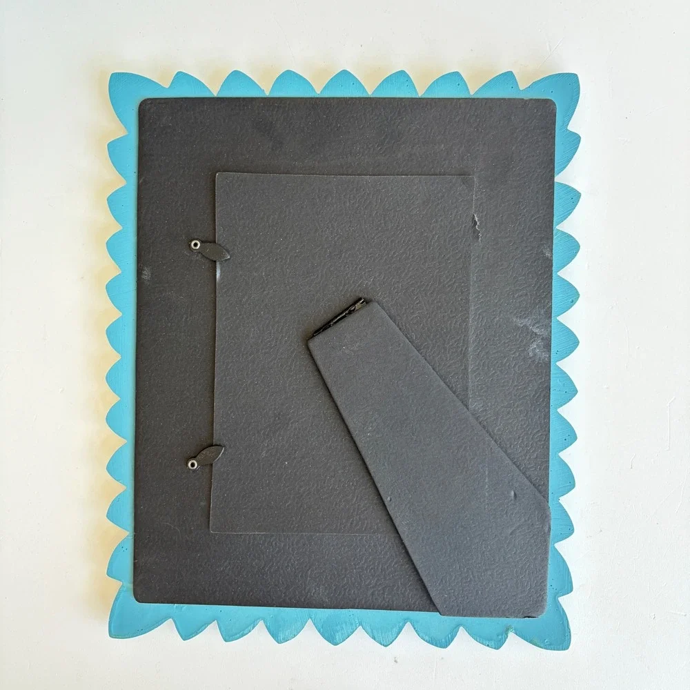 Three Hands Turquoise Metal Petal Leaf 5x7 Picture Frame Teal Glossy Rectangular